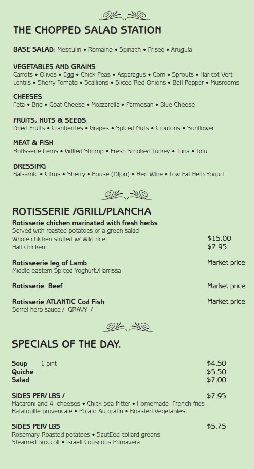 salad grill and specials